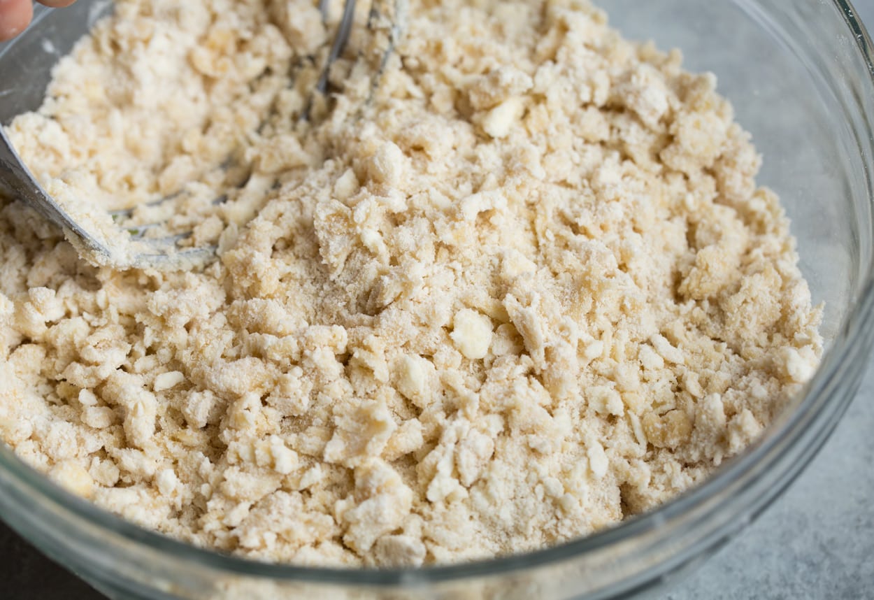 making crumble topping for blueberry bars