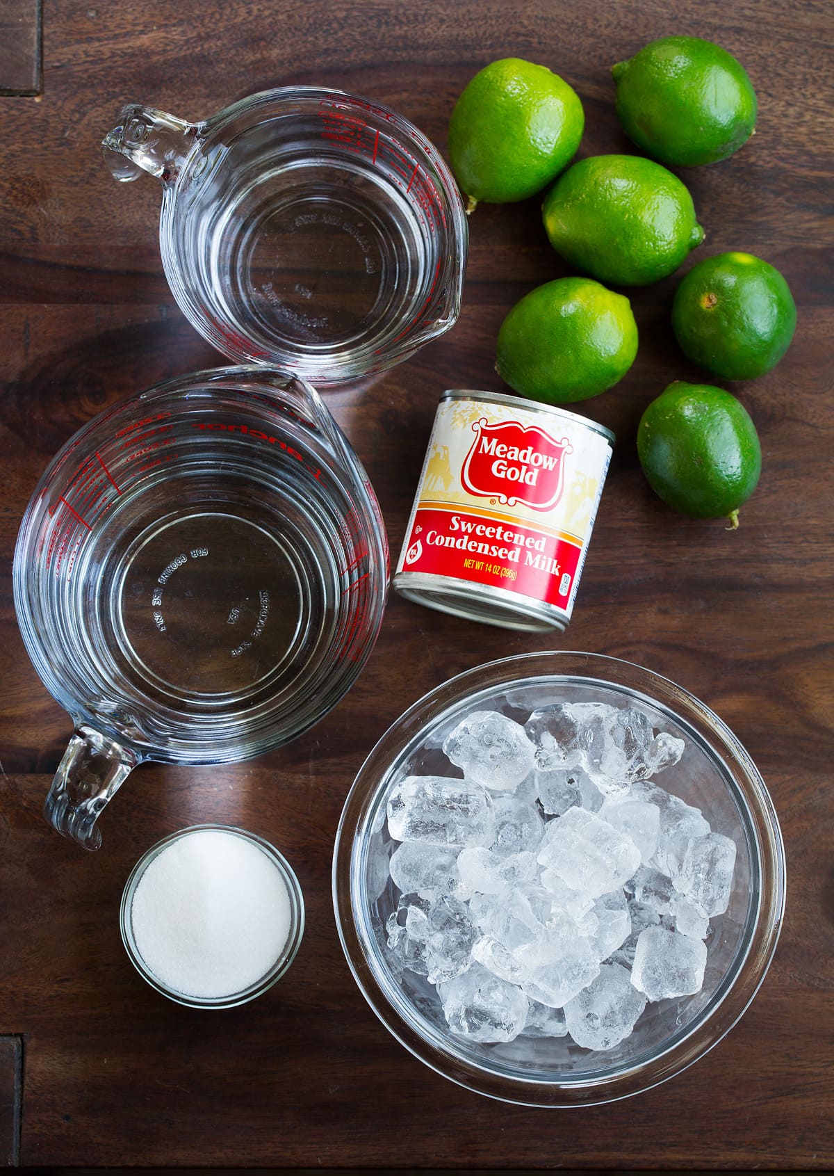 Brazilian Limeade Ingredients fresh limes sweetened condensed milk sugar water ice