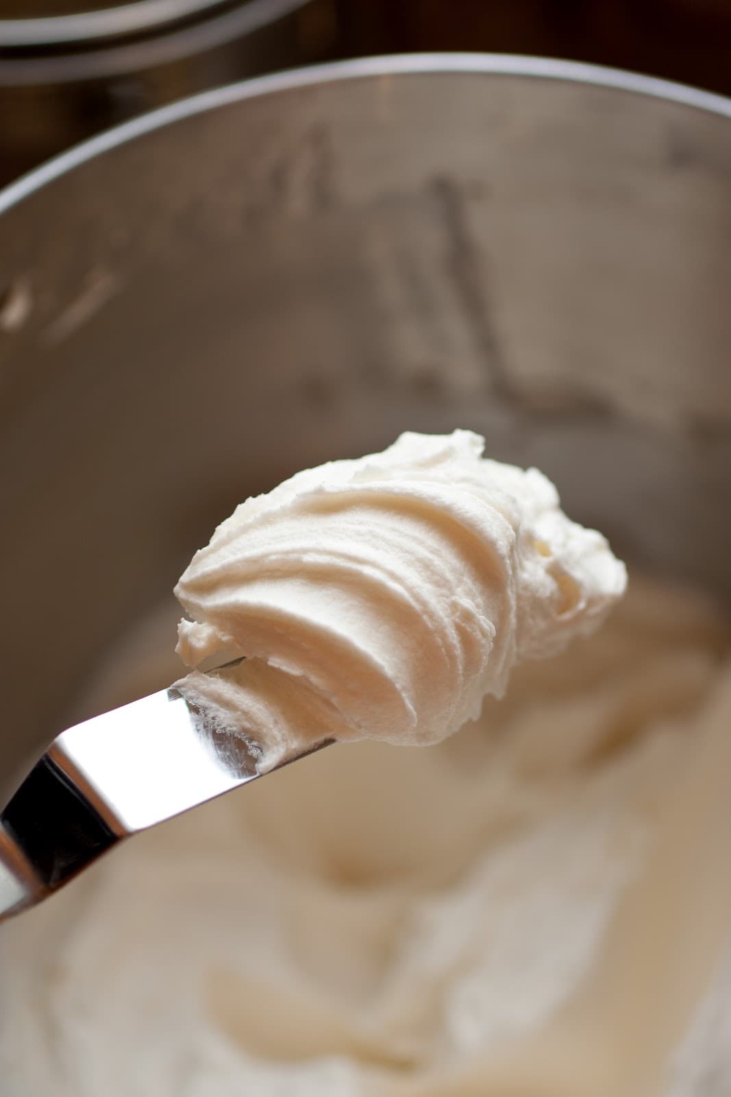 The best buttercream frosting on an offset spatula.