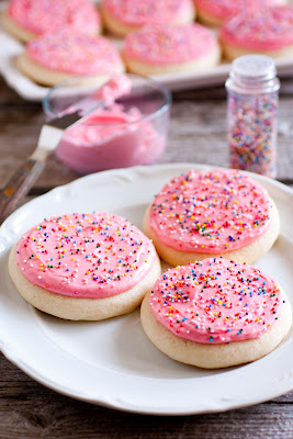 Sugar cookies with frosting and sprinkles