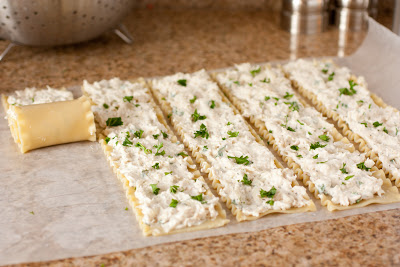 Chicken Alfredo Lasagna Roll Ups