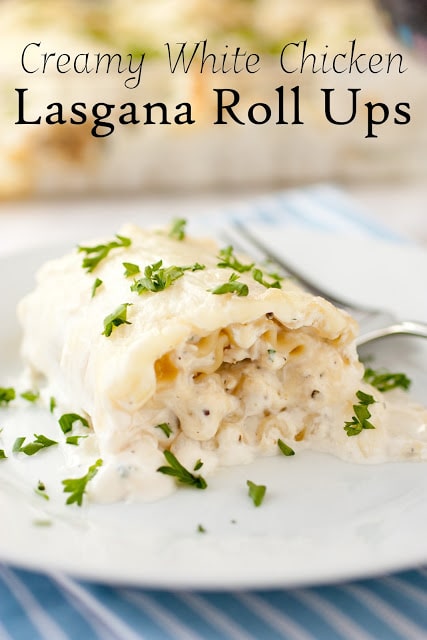 White Chicken Lasagna Roll Ups