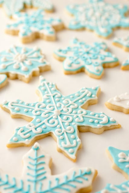 Sugar cookies decorated with royal icing.