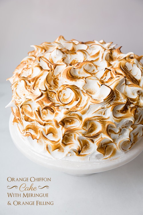 Orange Chiffon Cake with Orange Filling and Meringue 