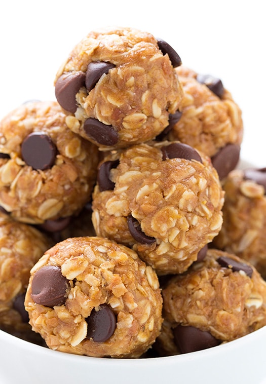 A close up of No Bake Energy Bites 