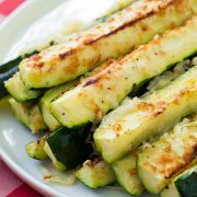 A close up of oven roasted zucchini
