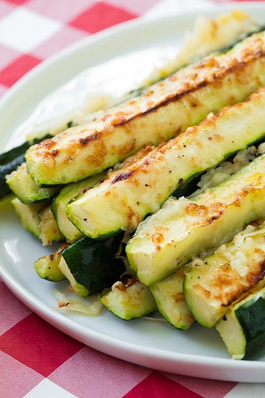 Baked Zucchini Sticks with Parmesna on Plate