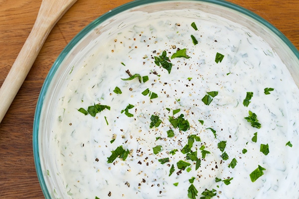 Greek Yogurt Ranch Dip in bowl