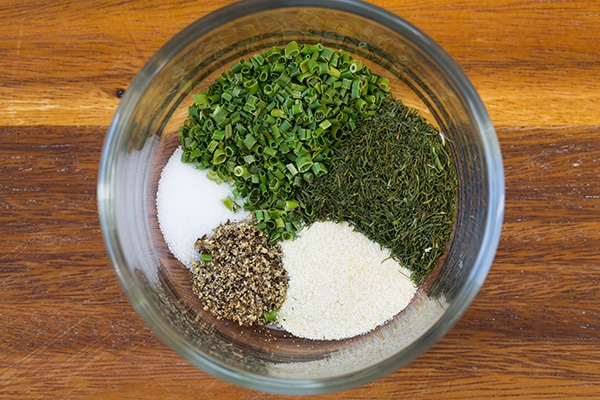 Greek Yogurt Ranch Dip dry ingredients in bowl