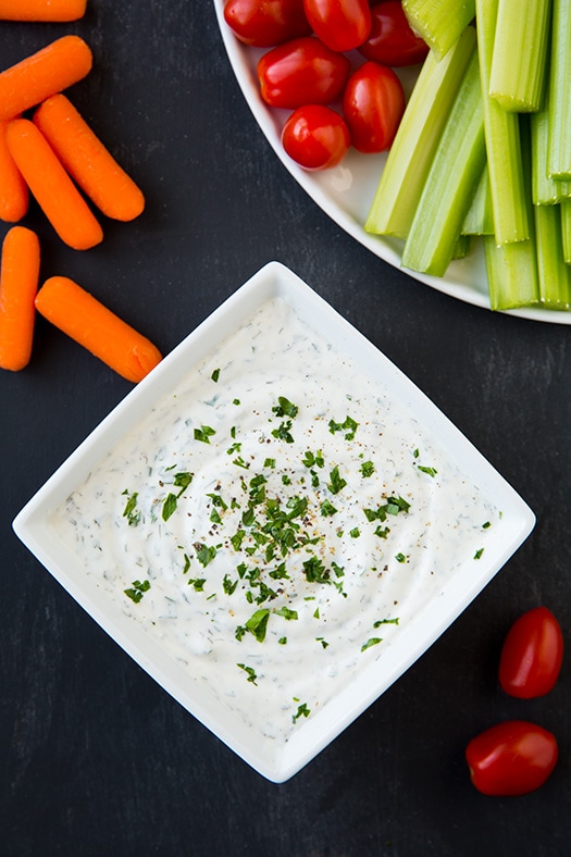 Greek Yogurt Ranch Dip with veggies