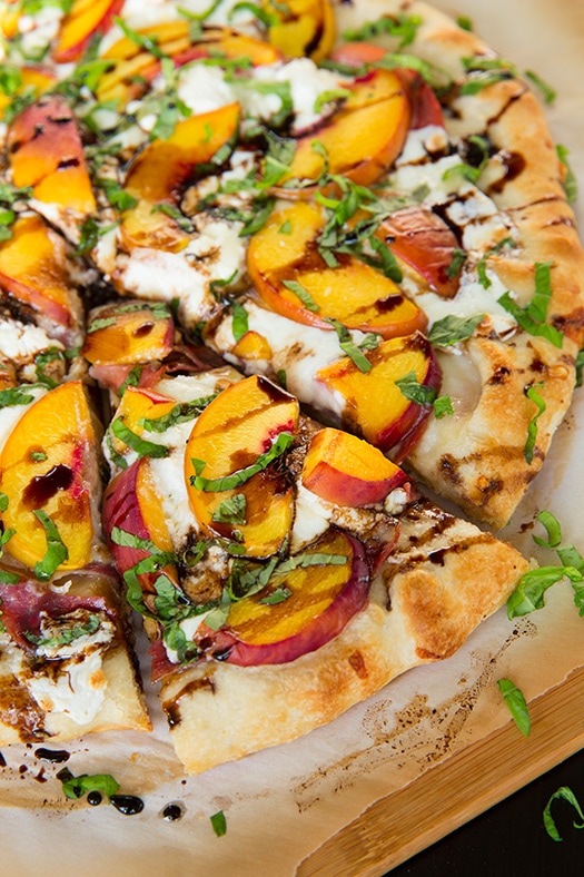 sliced Peach and Prosciutto Pizza