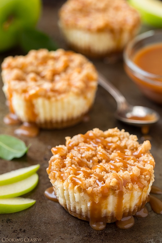 Caramel Apple Mini Cheesecakes with Streusel Topping | Cooking Classy