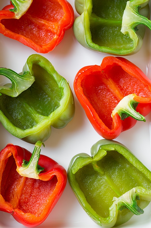 bell peppers halved for healthy stuffed peppers