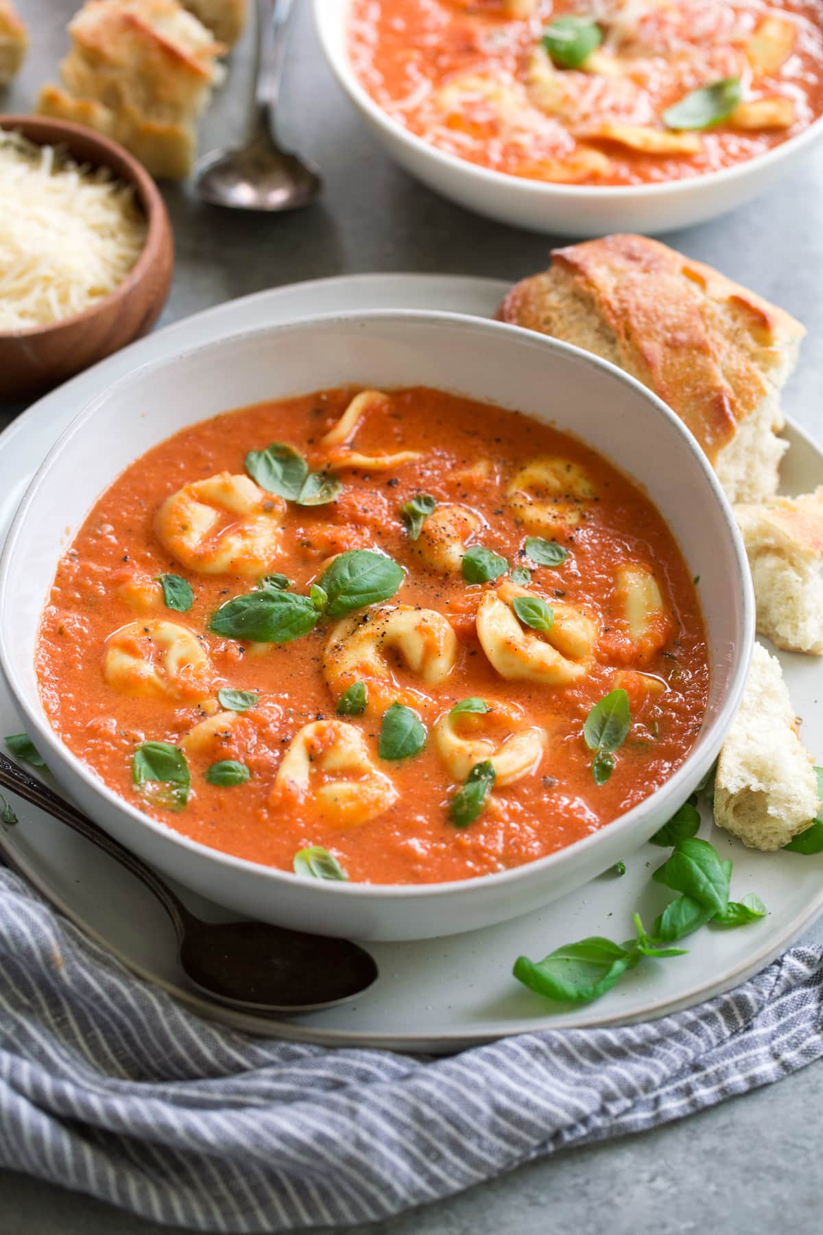 Slow Cooker Tomato Basil Tortellini Soup
