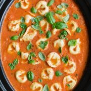 Slow Cooker Tomato Basil Tortellini Soup