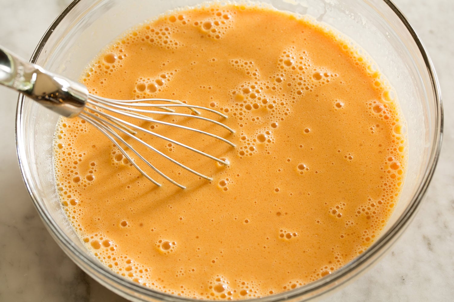 Pumpkin Waffles Wet mixture for pumpkin waffles.