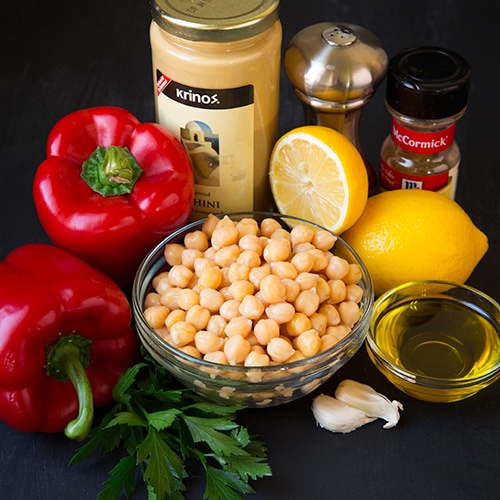 Roasted Red Pepper Hummus ingredients