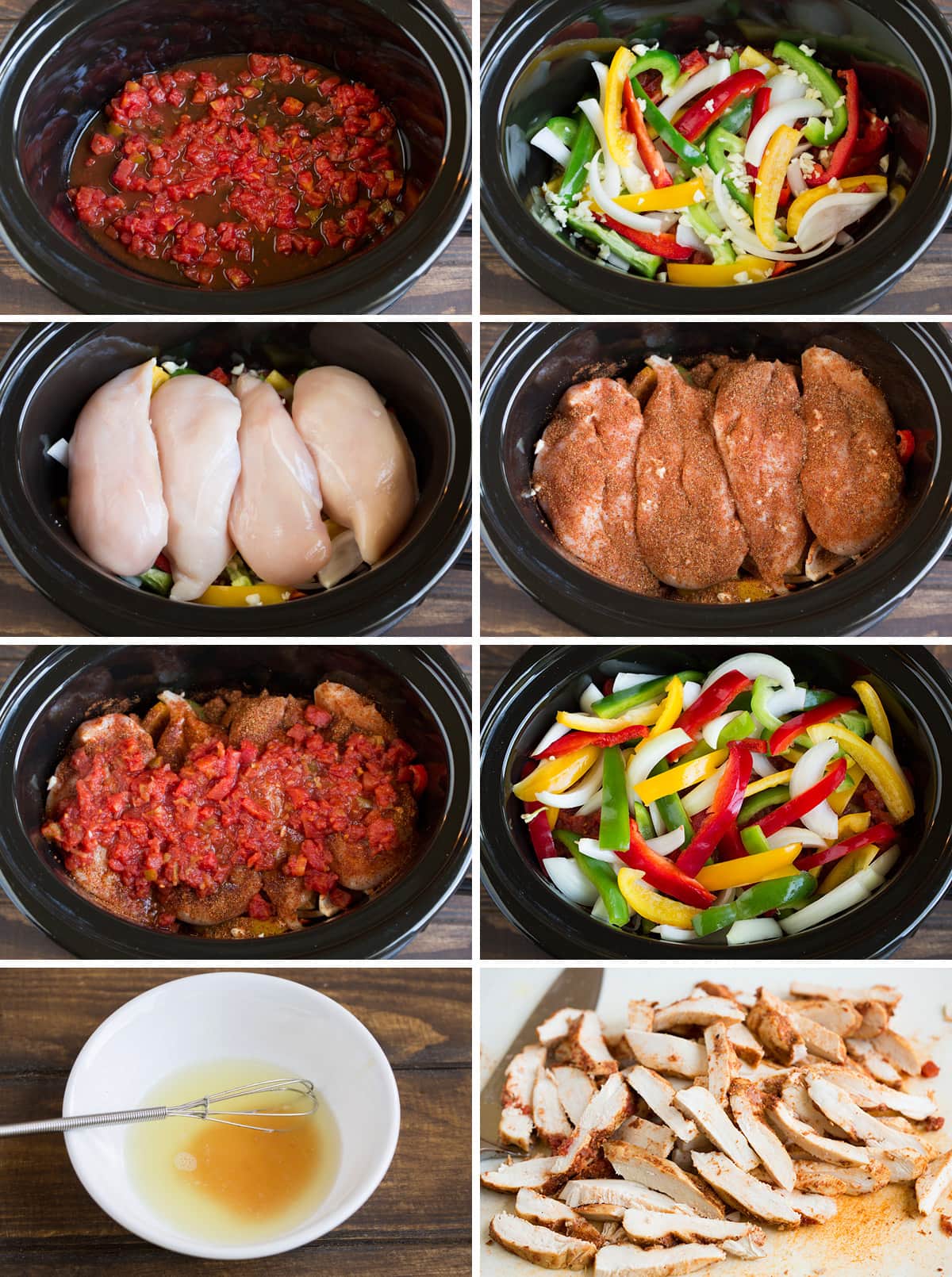 Steps to making chicken fajitas in the slow cooker