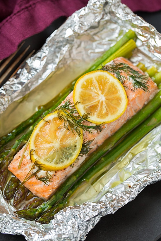 Image of baked salmon in foil.