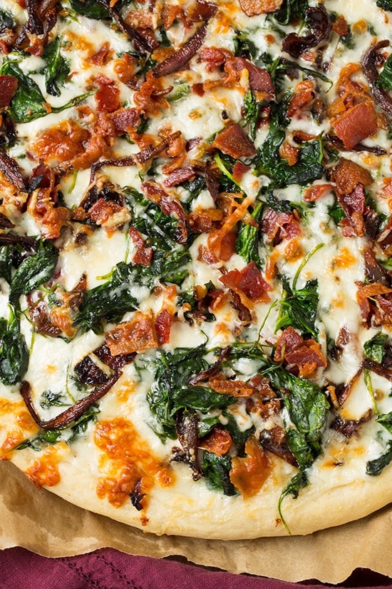 Caramelized Onion, Bacon and Spinach Pizza | Cooking Classy