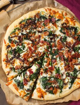 Caramelized Onion, Bacon and Spinach Pizza | Cooking Classy