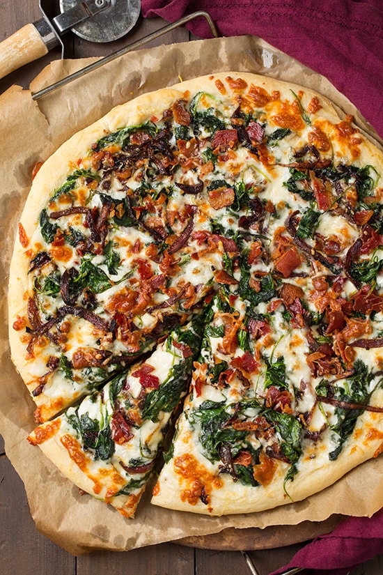 Caramelized Onion, Bacon and Spinach Pizza | Cooking Classy