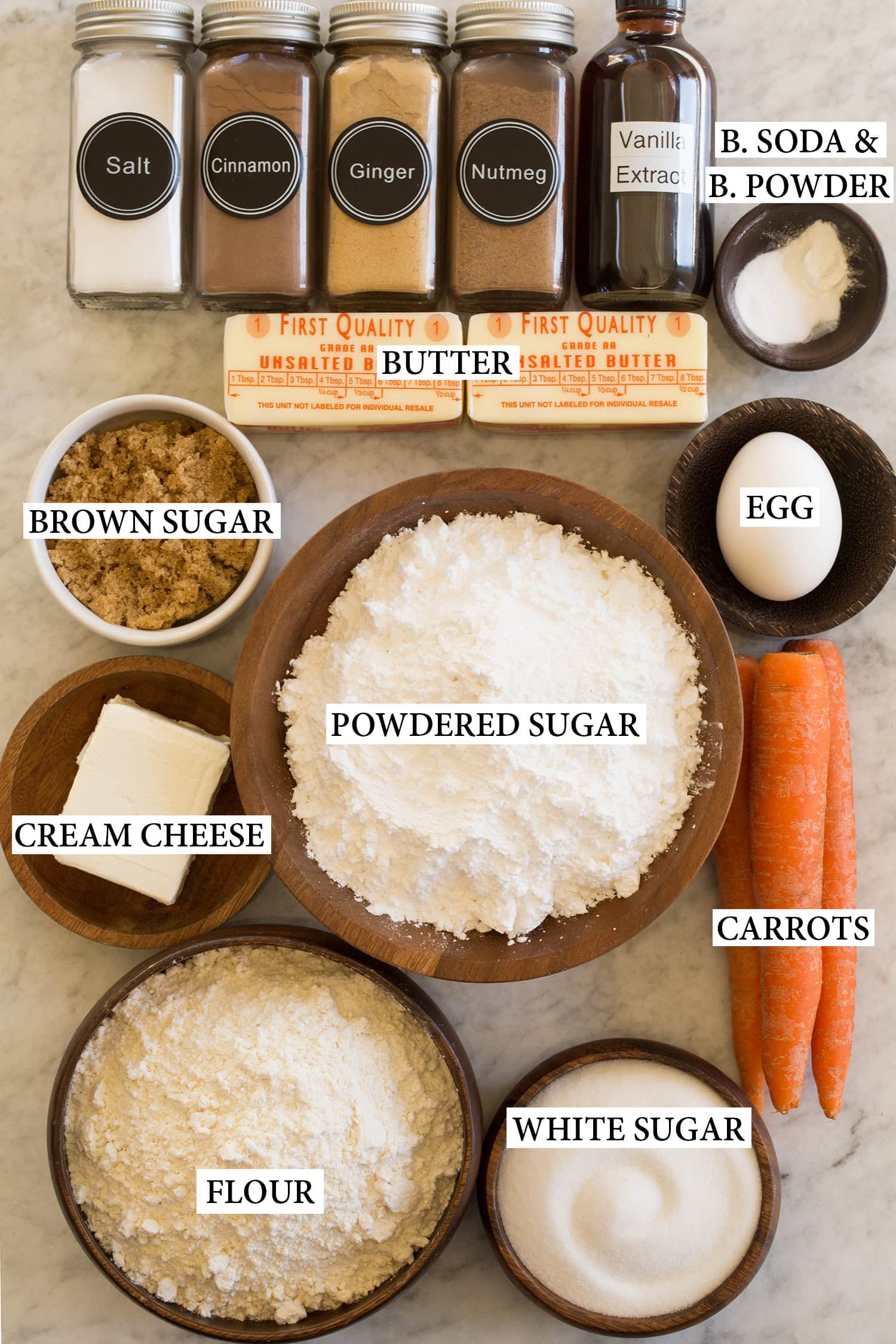 Ingredients used to make carrot cake cookies.