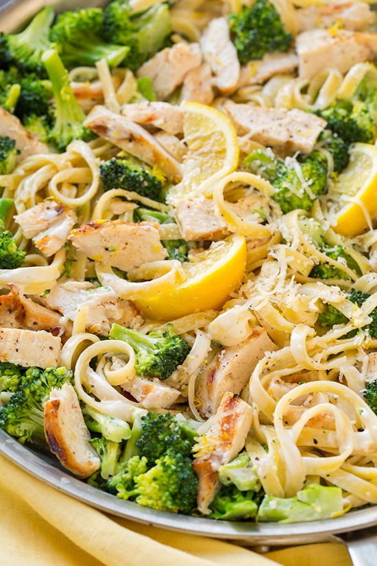 Lemon Fettuccine Alfredo with Grilled Chicken and Broccoli | Cooking Classy