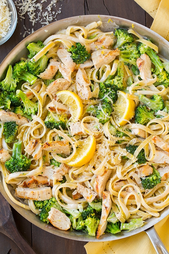 Lemon Fettuccine Alfredo with Grilled Chicken and Broccoli | Cooking Classy