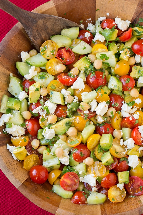 Tomato Avocado Cucumber Chick Pea Salad | Cooking Classy