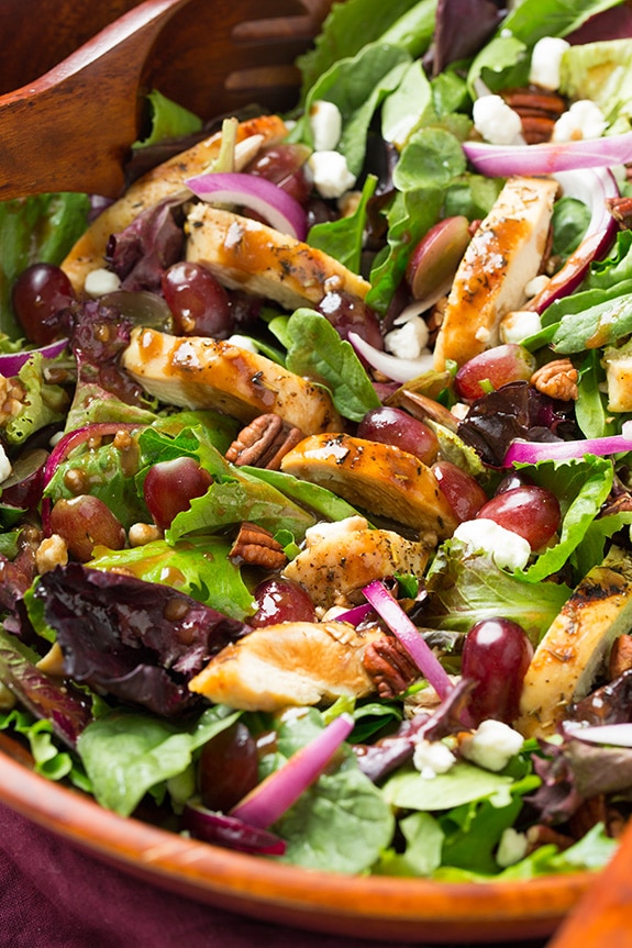 Grilled Chicken and Grape Spring Salad with Goat Cheese and Honey Balsamic Dressing | Cooking Classy