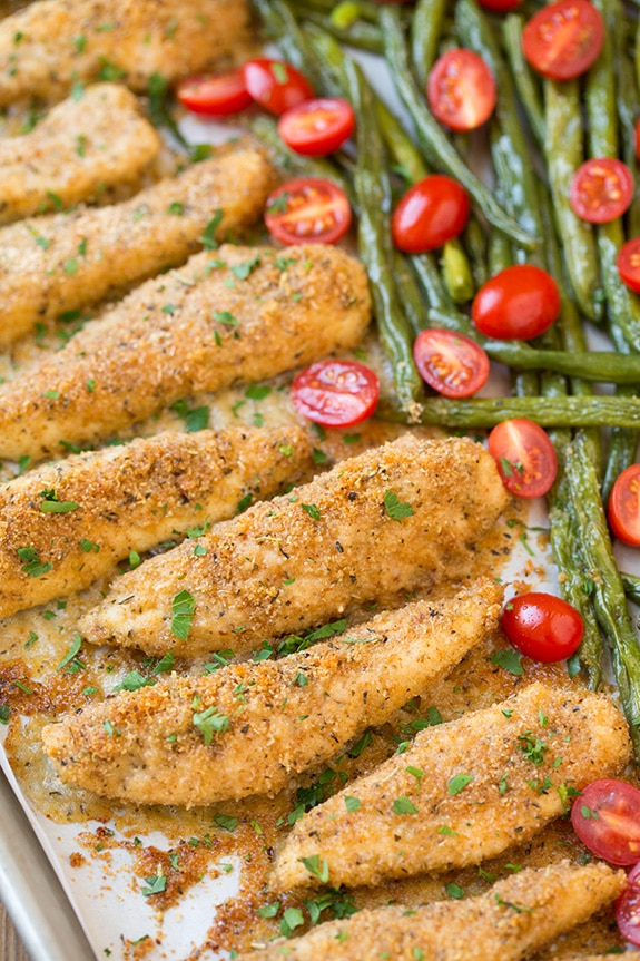 One Pan Roasted Garlic-Parmesan Chicken and Green Beans with Fresh Grape Tomatoes | Cooking Classy