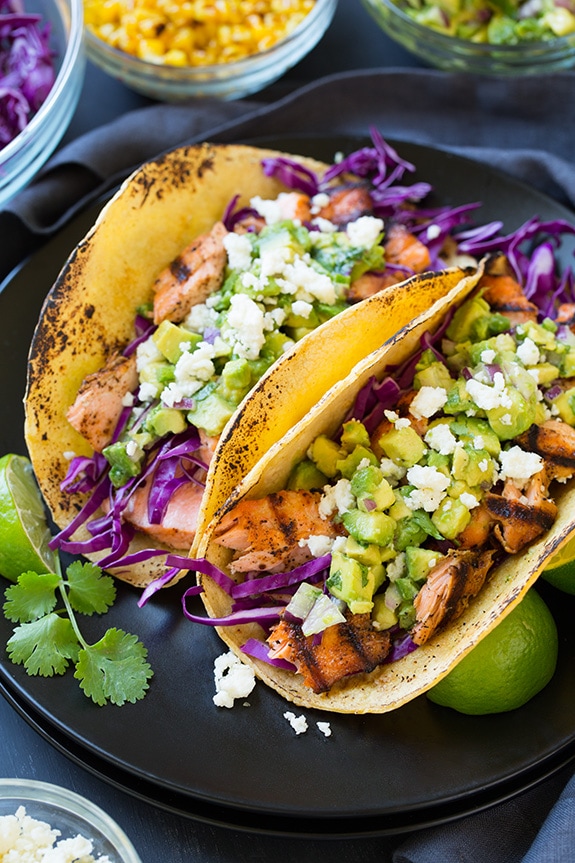 Salmon Tacos with Avocado Salsa | Cooking Classy