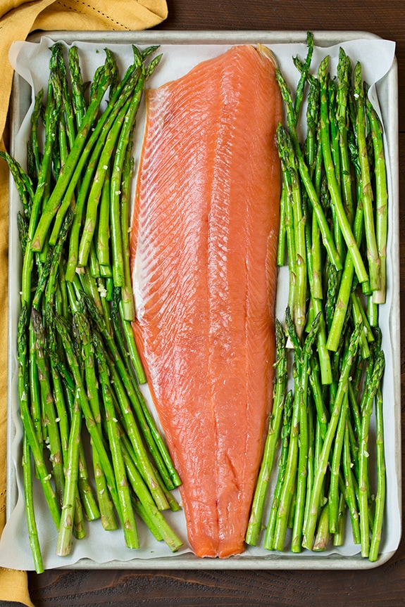 One Pan Roasted Lemon Pepper Salmon and Garlic Parmesan Asparagus | Cooking Classy