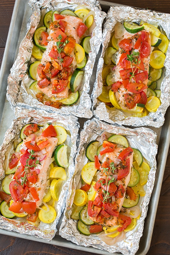 Salmon Foil Packs with vegetables
