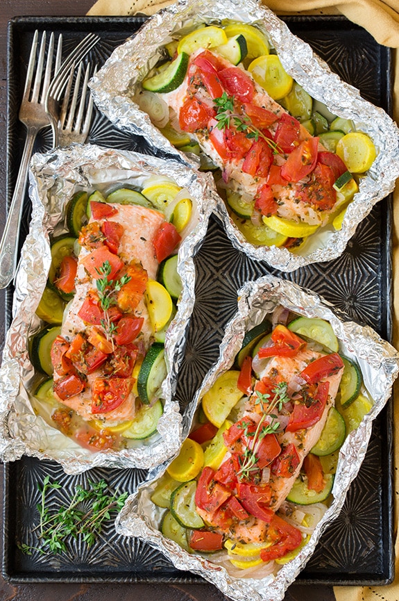 Salmon and Summer Veggies in Foil | Cooking Classy