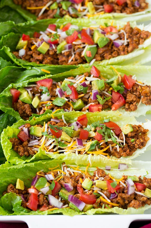 A close up of Turkey Taco Lettuce Wraps