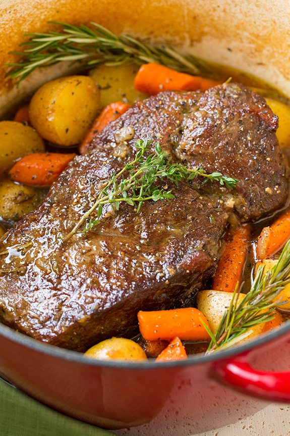 Beef Roast in Pot with carrots and potatoes