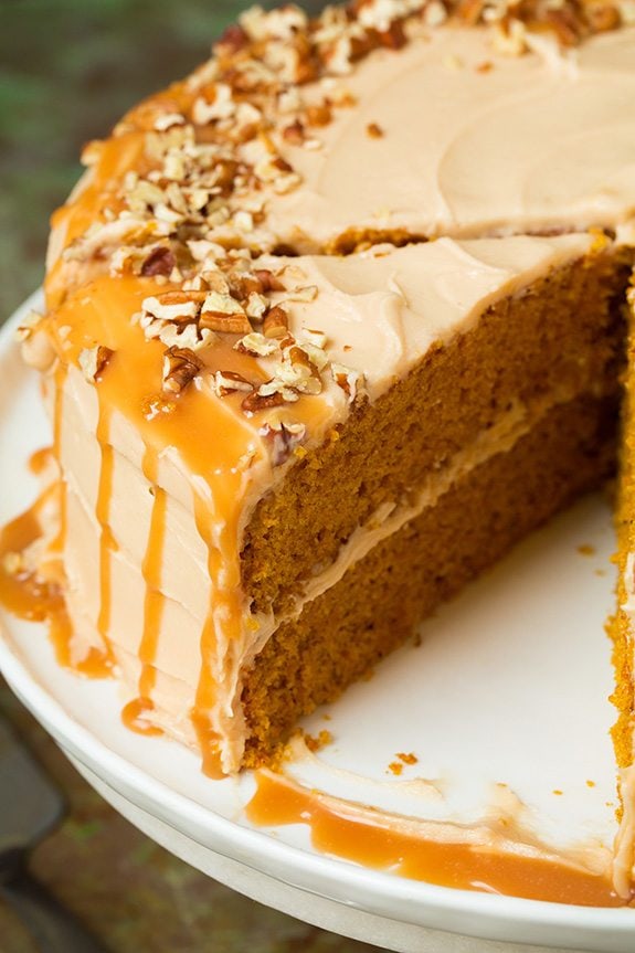 Browned Butter Pumpkin Cake with Salted Caramel Frosting | Cooking Classy