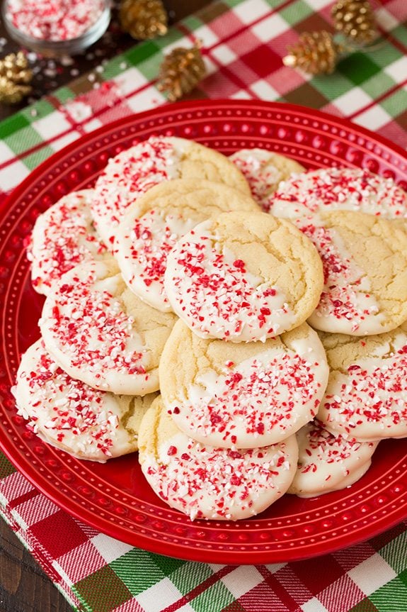 White Chocolate Dipped Peppermint Sugar Cookies | Cooking Classy