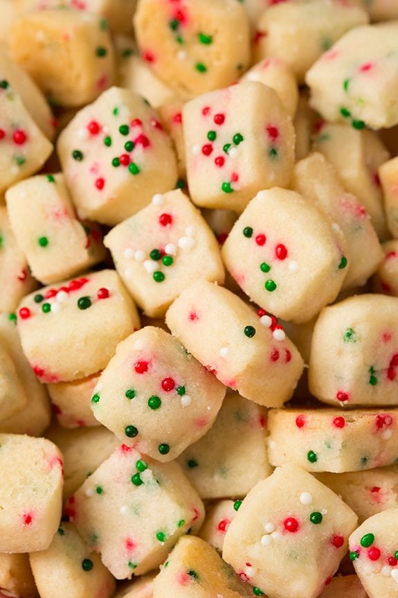 A close up of Christmas Shorbread Bites 
