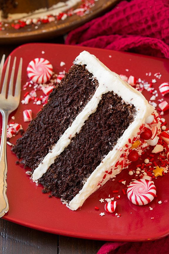 Peppermint Chocolate Cake with Peppermint Buttercream Frosting | Cooking Classy