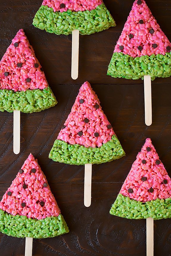Watermelon Rice Krispies Treats | Cooking Classy