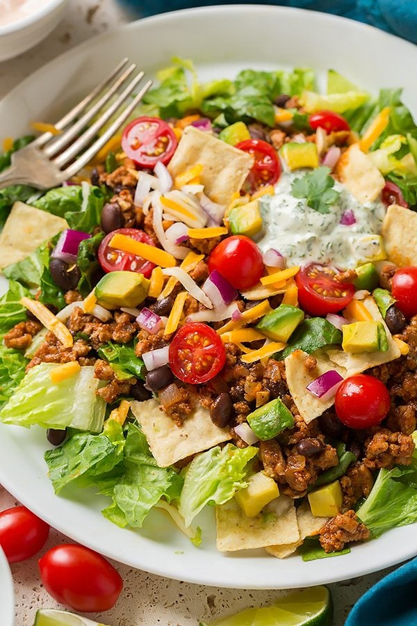 Turkey Black Bean Taco Salad on a serving plate.