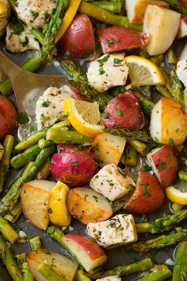 Lemon Chicken Asparagus and Potato Sheet Pan Dinner | Cooking Classy