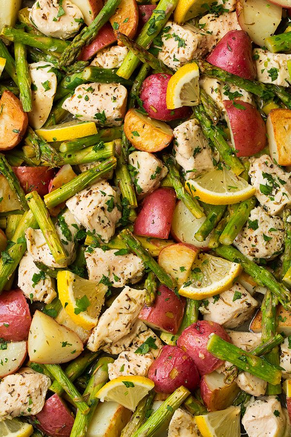 Lemon Chicken Asparagus and Potato Sheet Pan Dinner | Cooking Classy