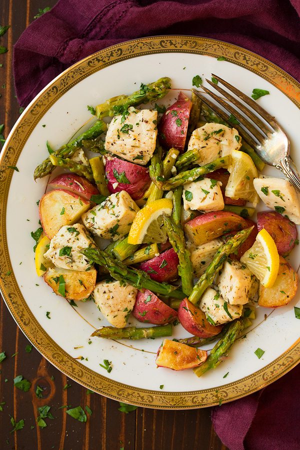 Lemon Chicken Asparagus and Potato Sheet Pan Dinner | Cooking Classy