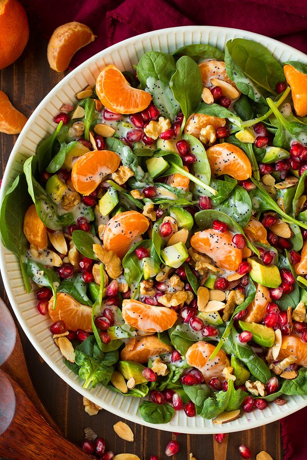 Mandarin Pomegranate Spinach Salad with Poppy Seed Dressing | Cooking Classy