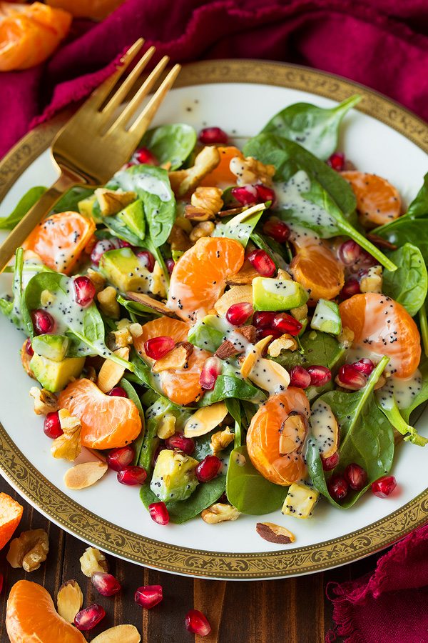 Mandarin Pomegranate Spinach Salad with Poppy Seed Dressing | Cooking Classy