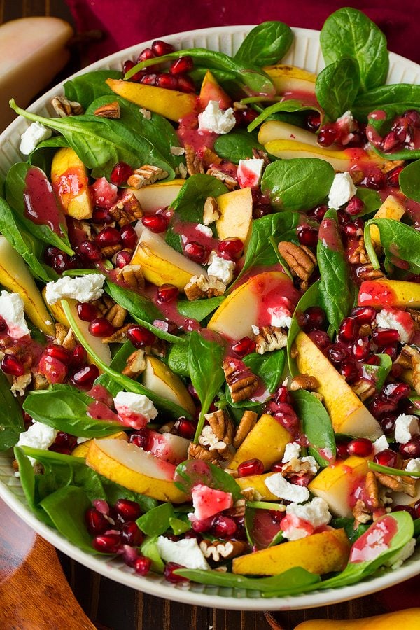 Pear Spinach Salad with Cranberry Orange Vinaigrette | Cooking Classy